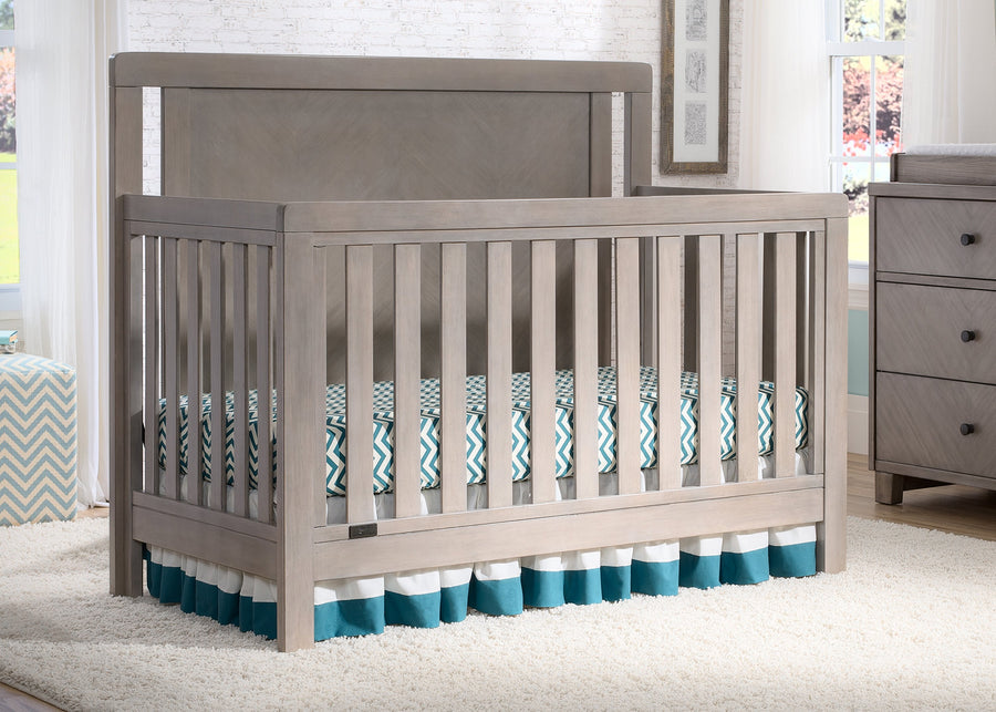Simmons Kids Stained Grey (054) Chevron Crib 'N' More, Crib Conversion Room Shot a0a 1-Chevron Crib 'N' More