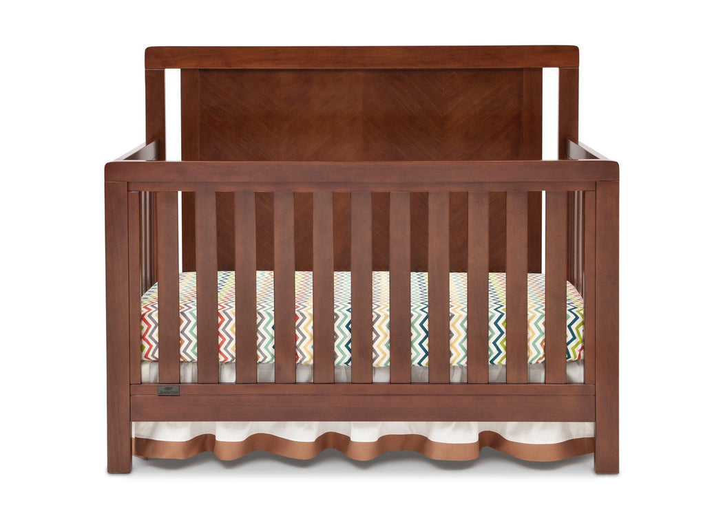Simmons Kids Espresso Truffle (208) Chevron Crib 'N' More, Crib Conversion Front View b1b