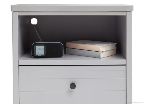 Simmons Kids Grey (026) Rowen Nightstand, Detail and Props a3a 4-Cubby Nightstand