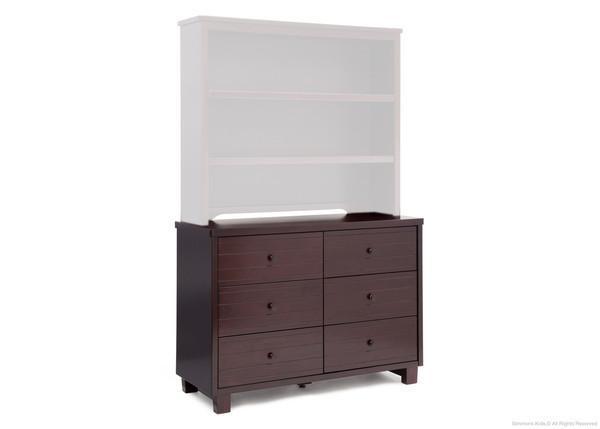 Simmons Kids Black Espresso (907) Rowen Double Dresser (320030), Right Side View with Rowen Bookcase & Hutch b6b 9-Rowen Double Dresser