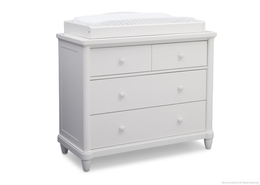 Bianca White (130) Belmont 4 Drawer Dresser, Side View with Props b2b 7-Belmont 4 Drawer Dresser with Changing Top
