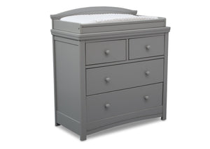 Simmons Kids Grey (026) Emma 4 Drawer Dresser with Changing Top Right Facing View with Pad 0