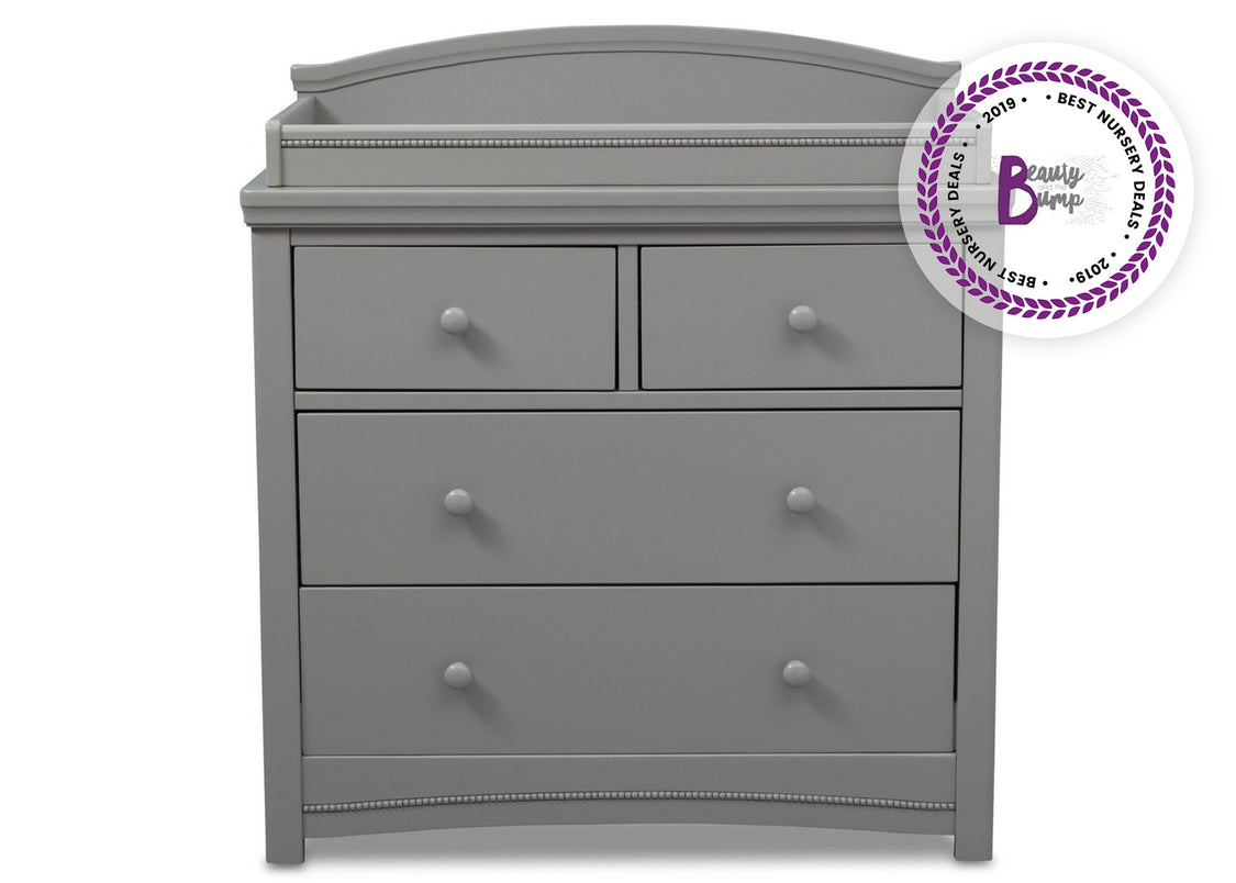 Simmons Kids Grey 026 Emma 4 Drawer Dresser with Changing Top Front Facing View