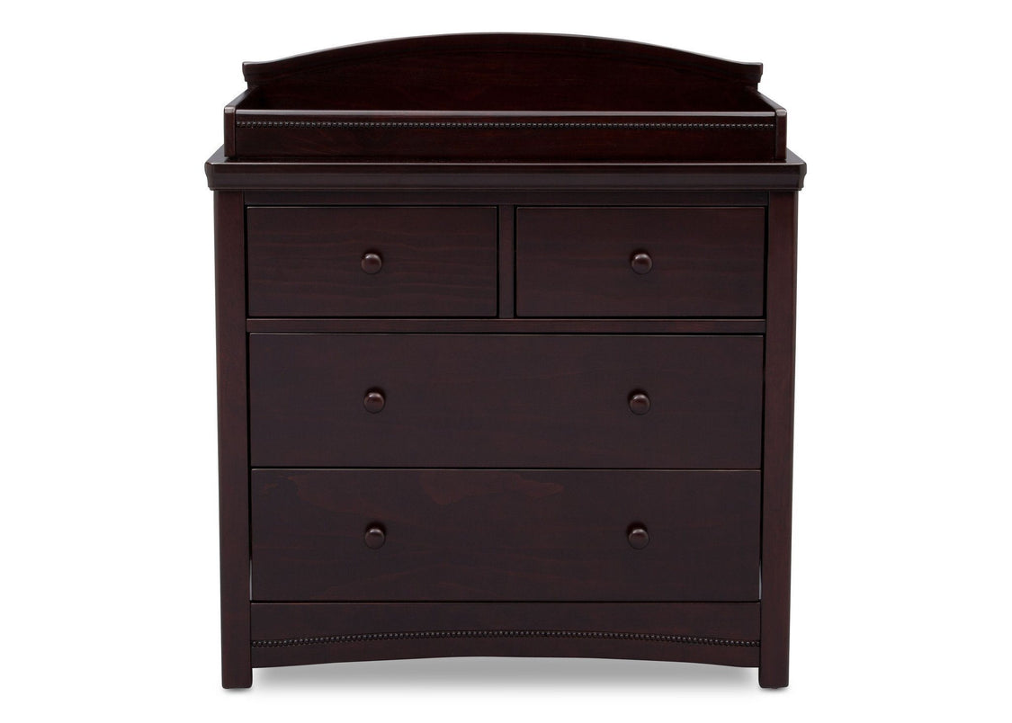 Simmons Kids Black Espresso 907 Emma 4 Drawer Dresser with Changing Top Front Facing View b1b