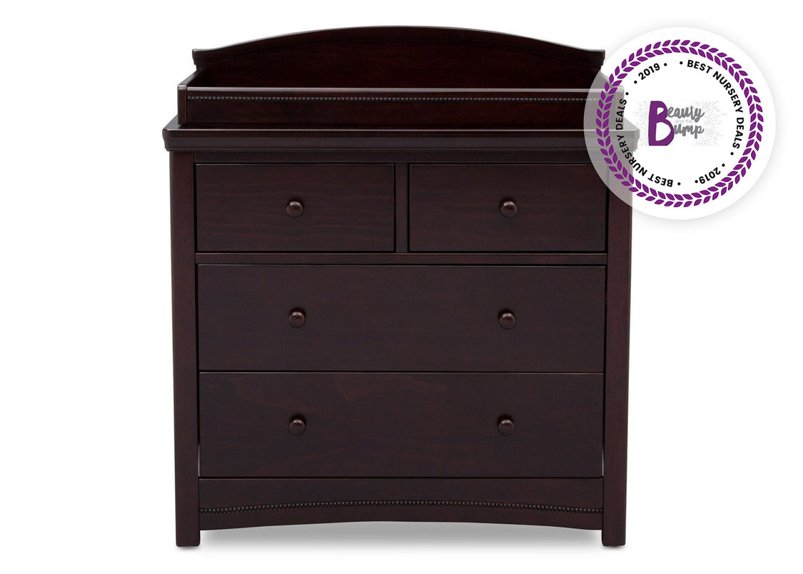 Simmons Kids Black Espresso 907 Emma 4 Drawer Dresser with Changing Top Front Facing View b1b