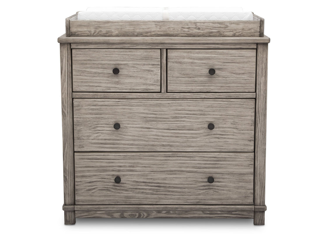 Simmons Kids, Rustic White (119), monterey 4 drawer dresser with changing top, straight view b2b