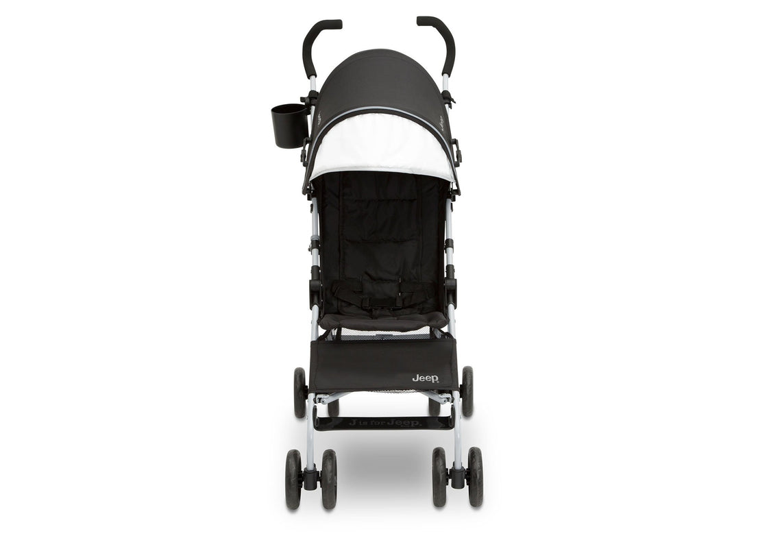 Jeep North Star Stroller by Delta Children, Black with Neutral Grey (2277), with extendable European-style canopy with sun visor