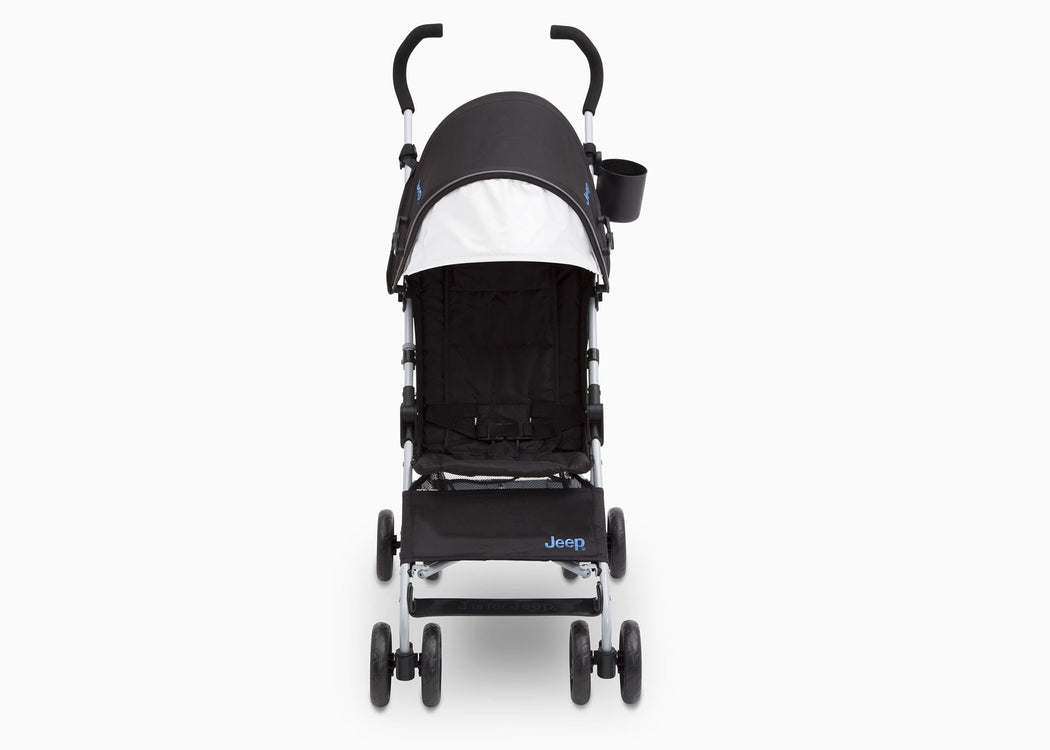 Jeep North Star Stroller by Delta Children, Black with Baby Blue (2279), with extendable European-style canopy with sun visor