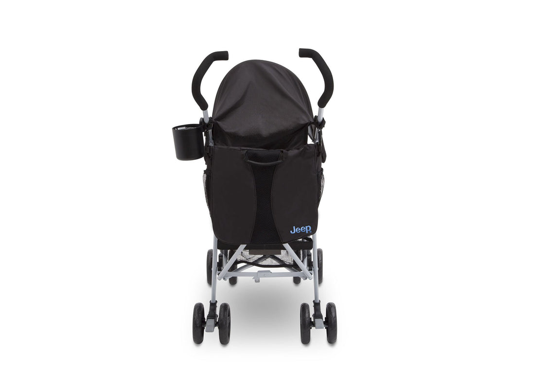 Jeep North Star Stroller by Delta Children, Black with Baby Blue (2279), with Parent cup holder and easy-grip, extra-long foam handles