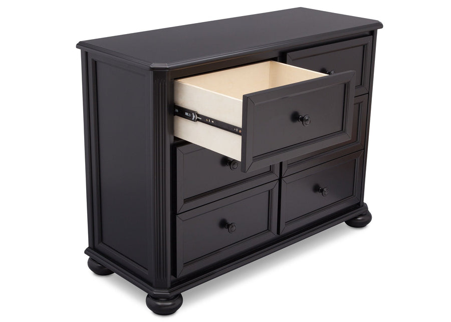 Simmons Kids Ebony (0011) Peyton 6 Drawer Dresser Detail View b4b 6-Peyton 6 Drawer Dresser