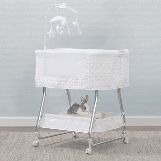 White (100) 10-Nod Bassinet - Smart Sleeper Compatible with Amazon Alexa, Google Assistant and Delta Children Connect App