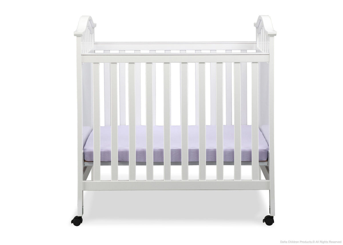 Delta Children White (100) Bella Cozy Portable Crib Front View a1a