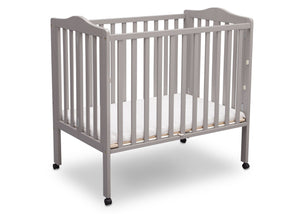 Delta Children Grey (180) Portable Folding Crib with Mattress, angled view b4b 3