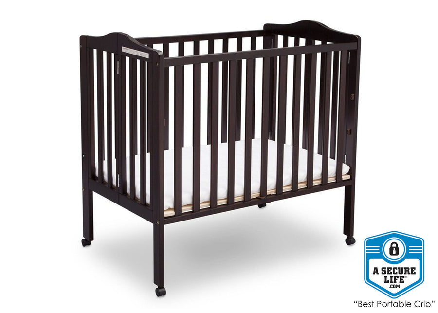 Delta Children Dark Espresso (958) Portable Folding Crib with Mattress, With Seal c6c 18-Portable Folding Crib with Mattress