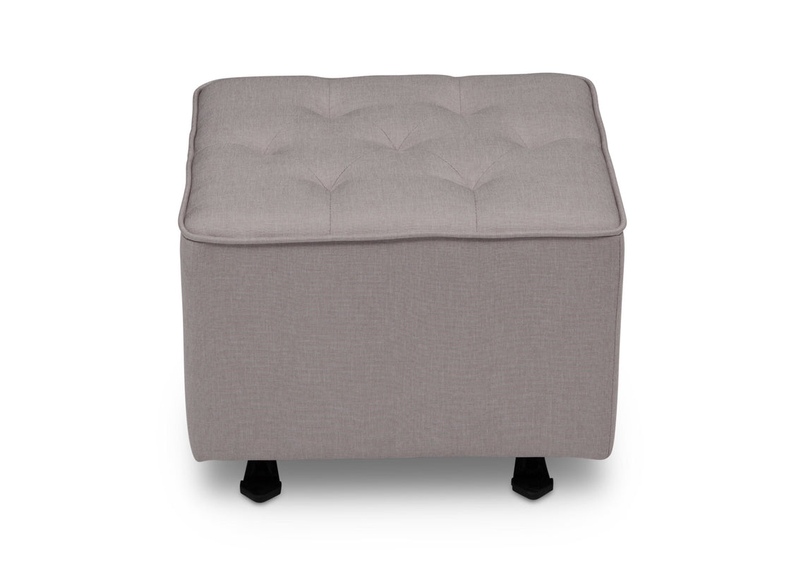 Delta Children French Grey (1304) Emma Diamond Tufted Nursery Gliding Ottoman, front view, d3d