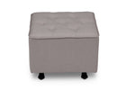 Delta Children French Grey (1304) Emma Diamond Tufted Nursery Gliding Ottoman, front view, d3d 3-Emma Diamond Tufted Nursery Gliding Ottoman