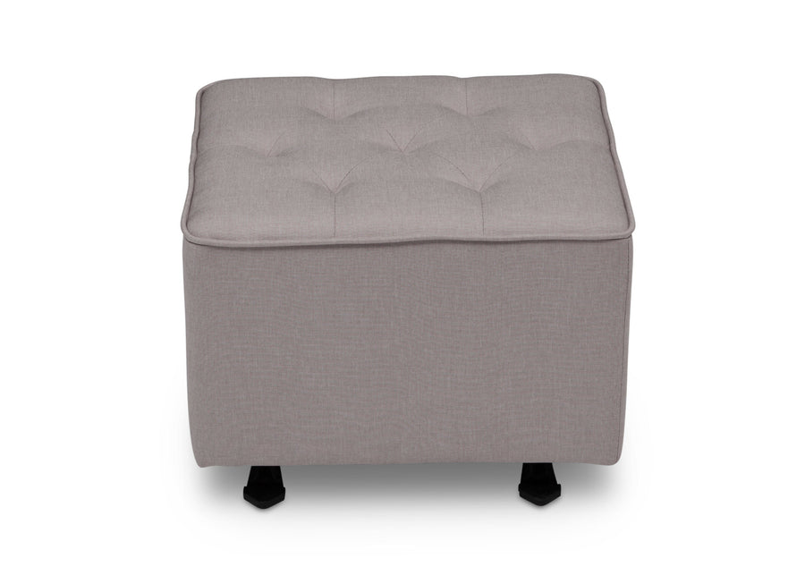 Delta Children French Grey (1304) Emma Diamond Tufted Nursery Gliding Ottoman, front view, d3d 3-Emma Diamond Tufted Nursery Gliding Ottoman