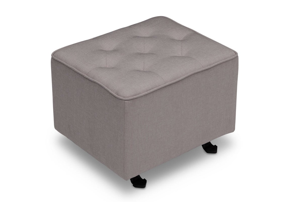 Delta Children French Grey (1304) Emma Diamond Tufted Nursery Gliding Ottoman, side view, d2d