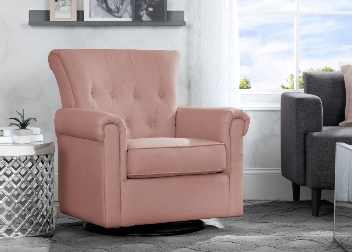 Delta Children Blush (636) Harper Nursery Glider Swivel Rocker Chair (525310), Adult Room, a2a