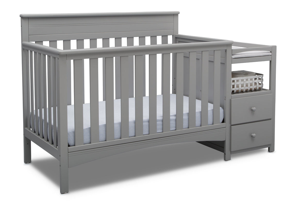 Delta Children Grey (026) Presley Convertible Crib N Changer (530260), Right Angle, a3a