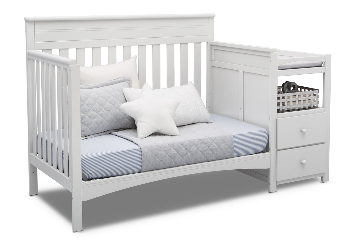 Delta Children Bianca White (130) Presley Convertible Crib N Changer (530260), Day Bed, b5b