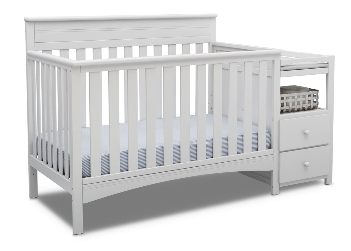 Delta Children Bianca White (130) Presley Convertible Crib N Changer (530260), Right Angle, b3b