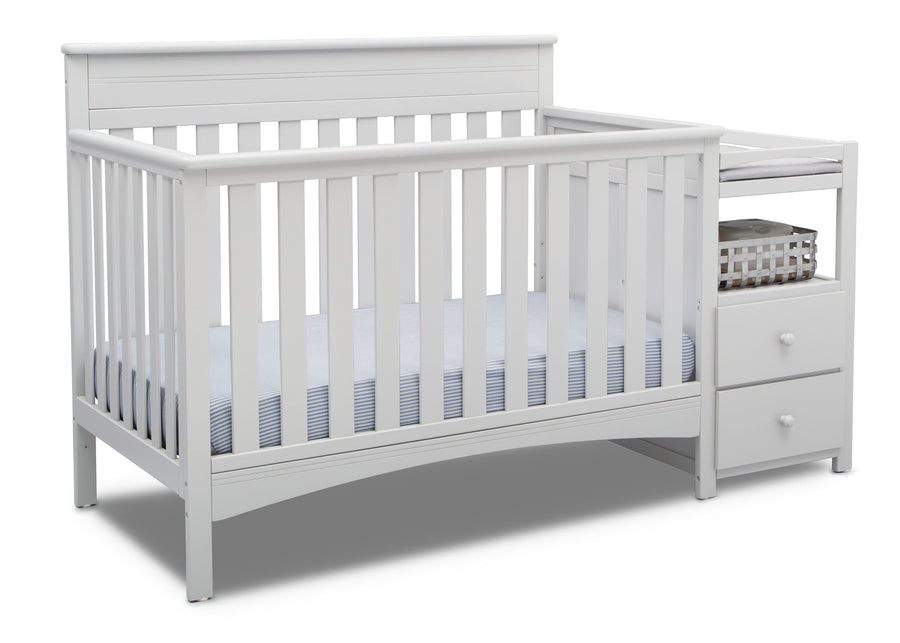 Delta Children Bianca White (130) Presley Convertible Crib N Changer (530260), Right Angle, b3b 8-Presley Convertible Crib and Changer
