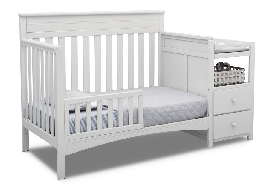 Delta Children Bianca White (130) Presley Convertible Crib N Changer (530260), Toddler Bed, b4b 9-Presley Convertible Crib and Changer