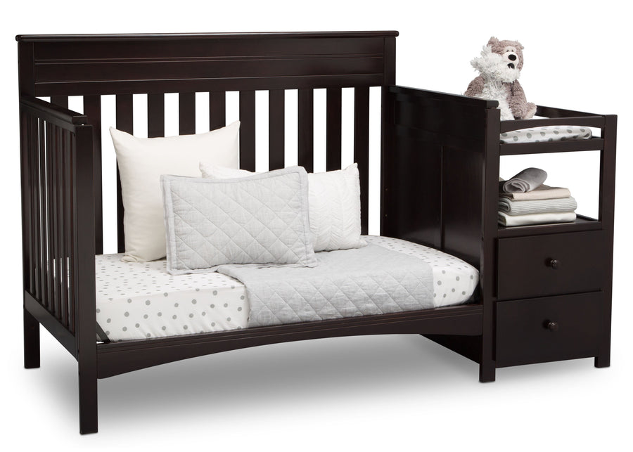 Delta Children Dark Chocolate (207) Presley Convertible Crib N Changer (530260), Day Bed, c5c 16-Presley Convertible Crib and Changer