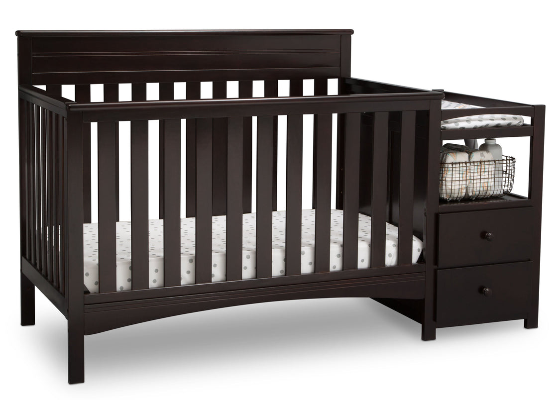 Delta Children Dark Chocolate (207) Presley Convertible Crib N Changer (530260), Right Angle, c3c