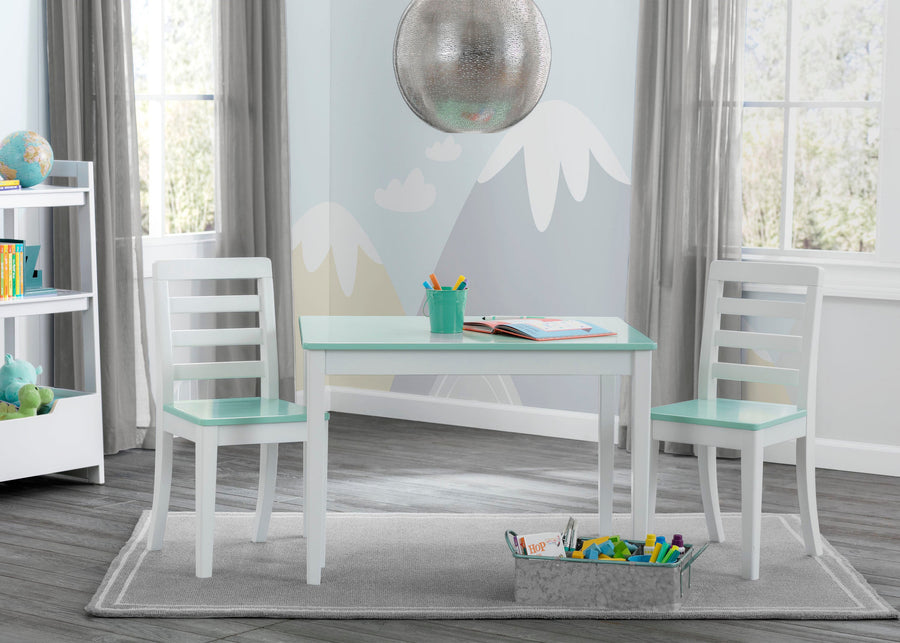Bianca White with Aqua (134) 1-Gateway Table & 2 Chair Set