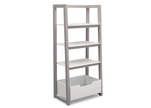 Delta Children Bianca White with Grey (166) Gateway Ladder Shelf, Angled View a3a 3