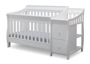 Delta Children White (100) Bridgeport Crib N' Changer, Left View a3a 0