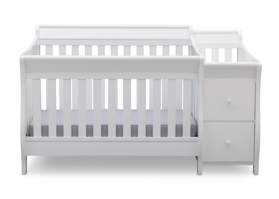 Delta Children White (100) Bridgeport Crib N' Changer, Front View a2a