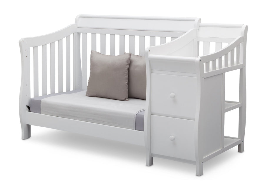 Delta Children White (100) Bridgeport Crib N' Changer, Day Bed Conversion a5a 4-Bridgeport Crib N Changer