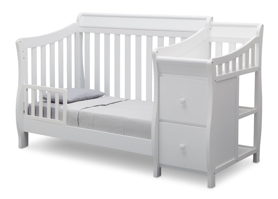 Delta Children White (100) Bridgeport Crib N' Changer, Toddler Bed Conversion a4a