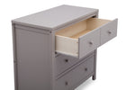Delta Children Grey (026) 3 Drawer Dresser, detail view, a4a 10-3 Drawer Dresser