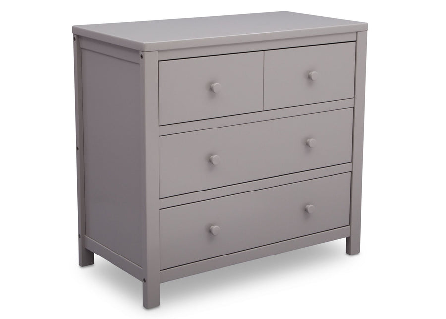 DCB: Delta Children Grey (026) 3 Drawer Dresser, side view, a3a 9-3 Drawer Dresser