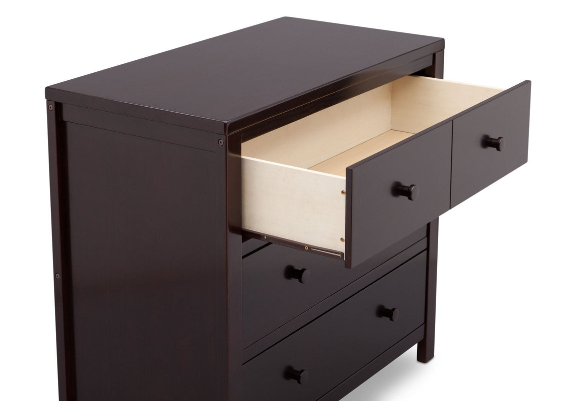Delta Children Dark Chocolate (207) 3 Drawer Dresser, detail view, c4c