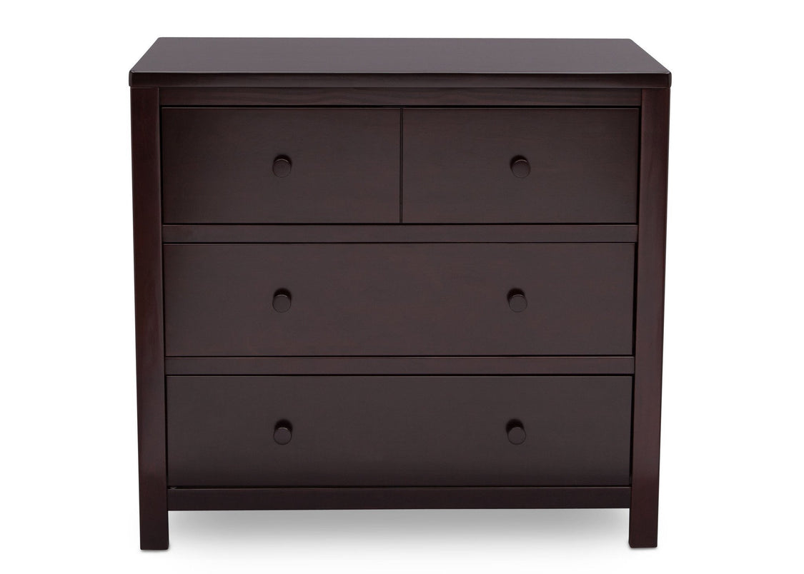 DCB: Delta Children Dark Chocolate (207) 3 Drawer Dresser, front view, c3c