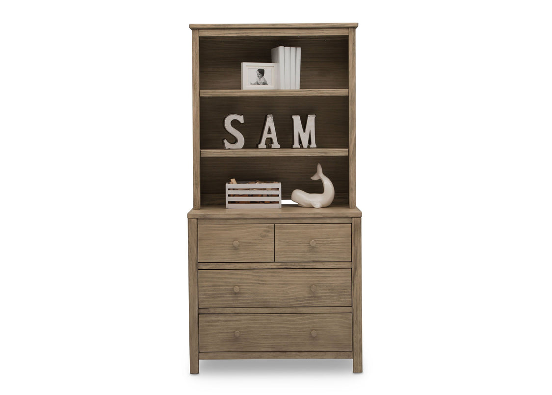 Delta Children Rustic Driftwood (112) Cambridge Bookcase/Hutch, front view, b3b