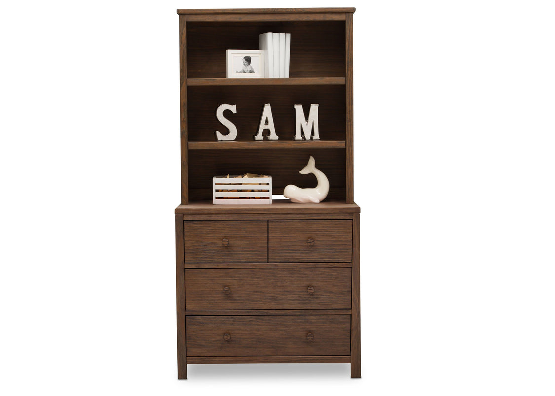 Delta Children Rustic Oak (229) Cambridge Bookcase/Hutch, front view, c3c
