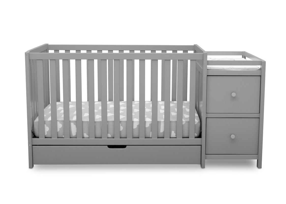 Delta Children Grey (026) Luna Convertible Crib N Changer with Under Drawer (536160), Silo Front, a2a