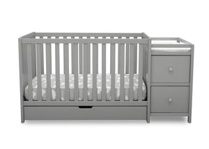 Delta Children Grey (026) Luna Convertible Crib N Changer with Under Drawer (536160), Silo Front, a2a 4