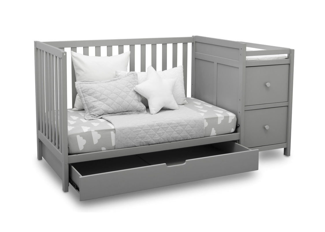 Delta Children Grey (026) Luna Convertible Crib N Changer with Under Drawer (536160), Silo Daybed, a4a