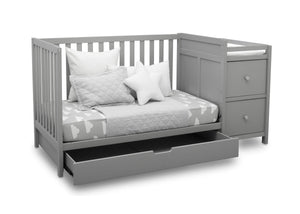 Delta Children Grey (026) Luna Convertible Crib N Changer with Under Drawer (536160), Silo Daybed, a4a 6