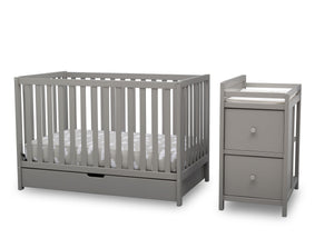 Delta Children Grey (026) Luna Convertible Crib N Changer with Under Drawer (536160), Silo Detached, a3a 5