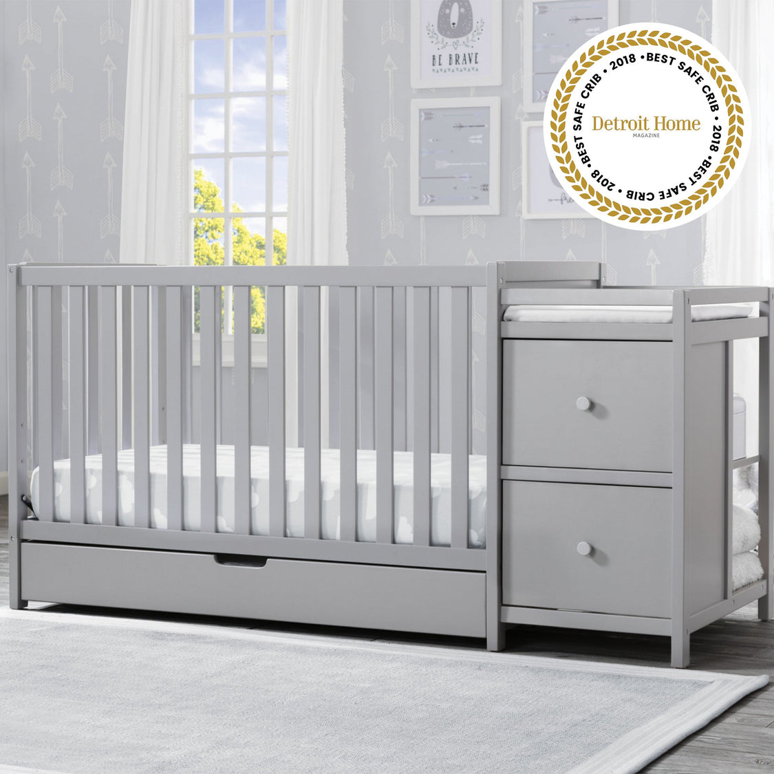 Luna Convertible Crib N Changer with Under Drawer Grey 026