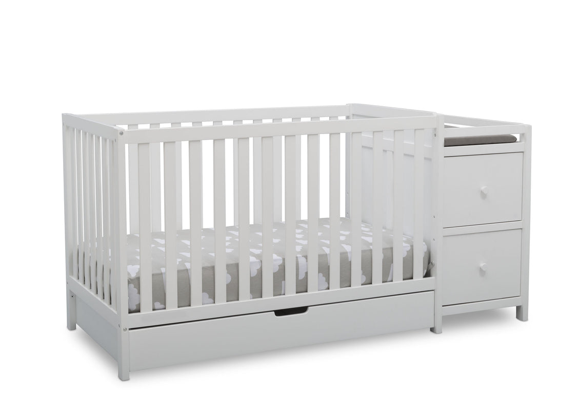 Delta Children Bianca White (130) Luna Convertible Crib N Changer with Under Drawer (536160)
