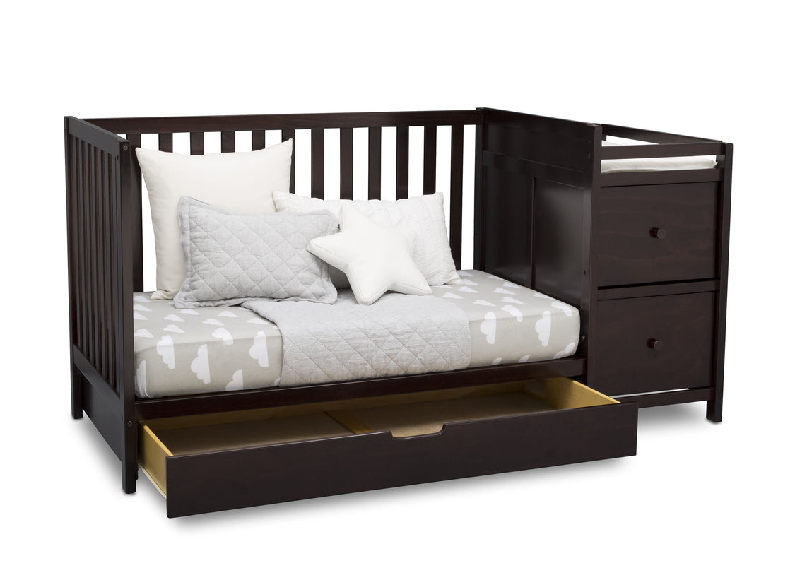 Delta Children Dark Chocolate (207) Luna Convertible Crib N with Under Drawer (536160), Silo Daybed, c4c